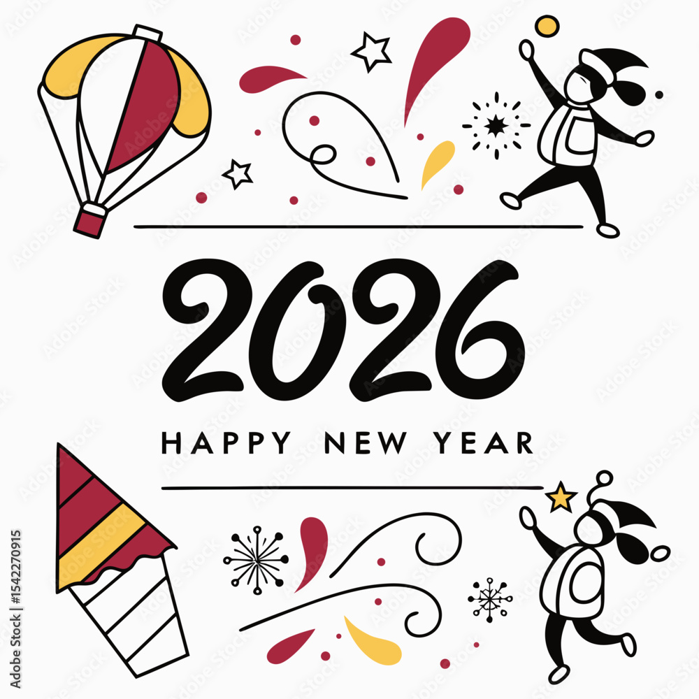 Fototapete big set of 2026 happy new year logo text design. 2026 number design template. collection of 2026 hap