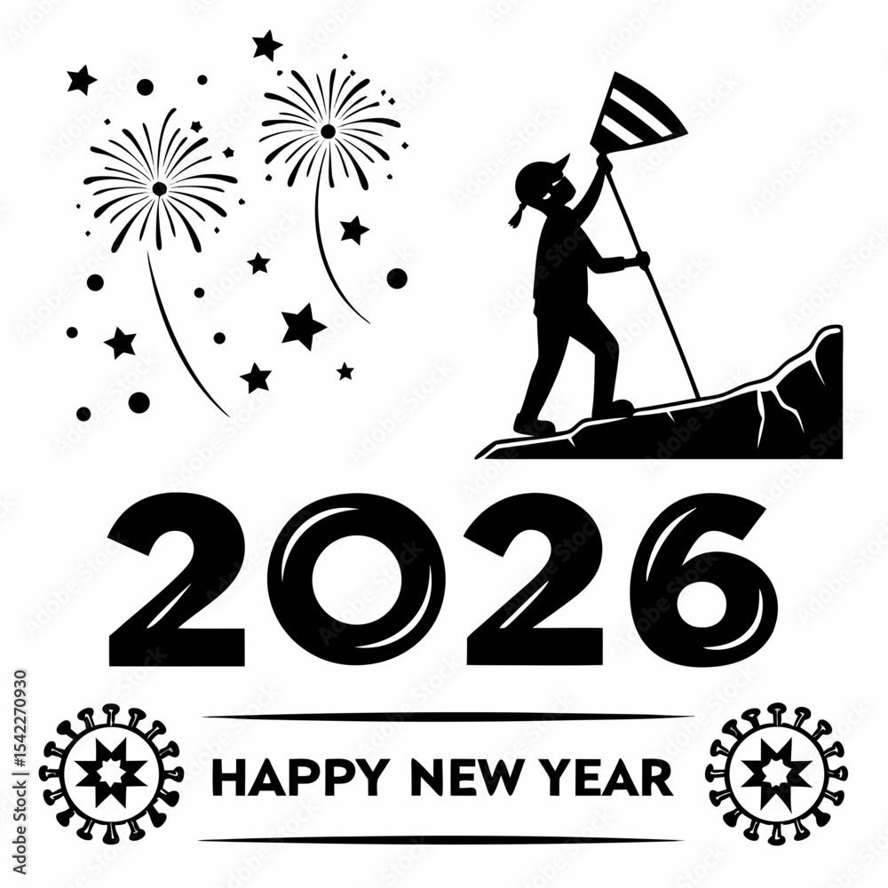 Fototapete big set of 2026 happy new year logo text design. 2026 number design template. collection of 2026 hap
