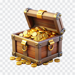 3D Treasure Chest Icon PNG | Pirate Loot, Overflowing Gold, Treasure Trove Illustration