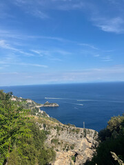 View of the Rocky Cliffs and Hills Overlooking the Sea on the Italian Coast