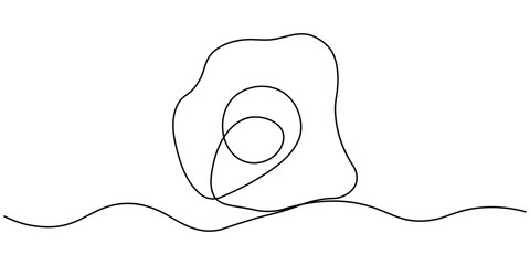 Scrambled eggs drawn with one continuous line, World egg day simple web banner, background. One continuous line drawing with text Egg Day, broken egg continuous line vector illustration, Continuous