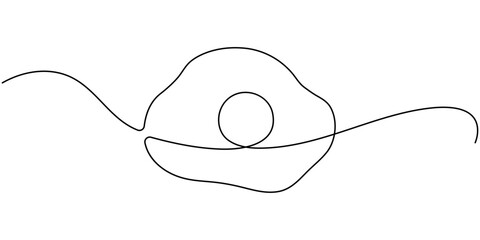 Scrambled eggs drawn with one continuous line, World egg day simple web banner, background. One continuous line drawing with text Egg Day, broken egg continuous line vector illustration, Continuous