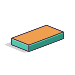 Isolated Isometric Illustration of a Rectangular Block with Shadow on a white Background
