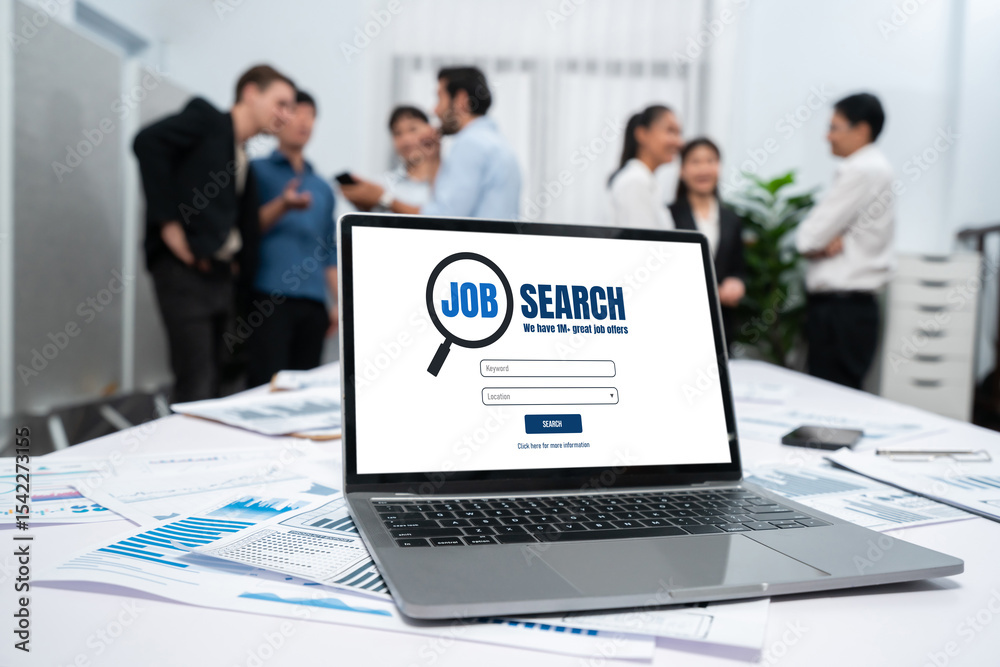 Poster online job search on brisk website for worker to search for job opportunities on the recruitment int