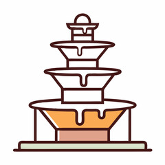 Chocolate fountain in an outlined minimalistic style with dripping liquid layers