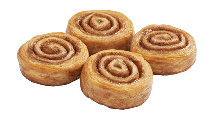 Fototapeta premium Delicious baked cinnamon rolls with swirled icing perfect for breakfast or brunch