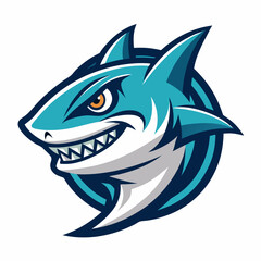 Obraz premium Vector logo of a ferocious shark head.