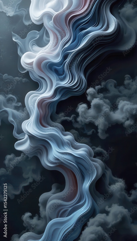 Poster dynamic waves of swirling clouds create a captivating background for mobile displays