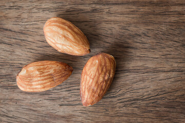 Roasted Almond on wooden table