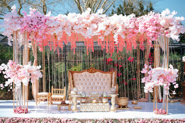 Hindu Wedding Stage with Cherry Blossom Stage - Outdoor