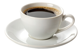 Obraz premium White Coffee Cup with Black Coffee on Saucer Isolated