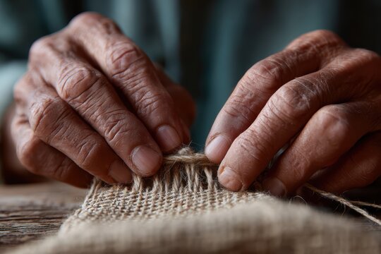49. Close-up of hands making traditional handicrafts in a workshop