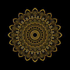 Luxurious Golden Mandala Ornament on Black Background