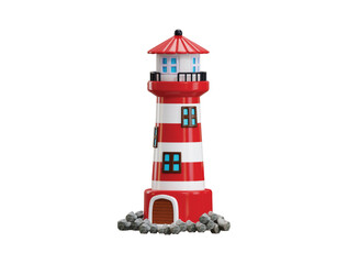 Lighthouse icon 3d render concept of beacon for advertising, Travel, navigation, safety Object for advertising and promotion of tourism vector illustration