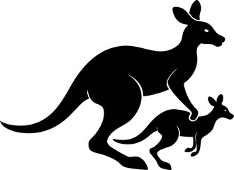 kangaroo with baby silhouette vector