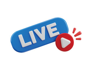 Live stream icon 3d render concept of social media browser, social media promote 3d live entertainment icon illustration