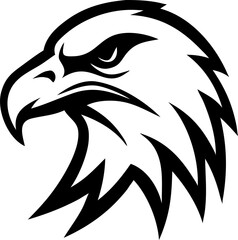 Bold eagle head symbol, wildlife bird vector illustration.