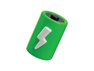 Battery with energy power sign icon 3d render concept of high voltage energy power icon vector illustration
