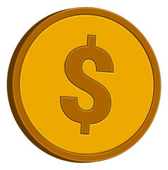 Gold Dollar Coin Icon - 3D Money and Finance Symbol for Business and Investment