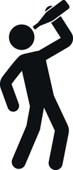 Drunk man with alcohol bottle icon.  Human signs and symbols.