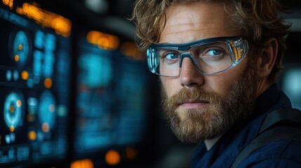 Close-up of a man in a control room
