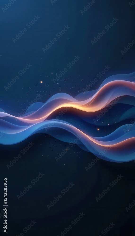 Poster Abstract fluid wave patterns creating a calming background for mobile displays