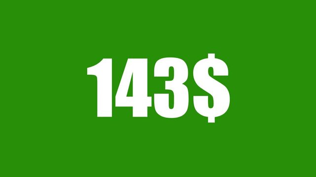 Animated Money Number Counter from 0 to 200 Dollars ,Number, count, dollar counting, business, profit, counter Dollars and digits increasing Counting Numbers from 0 to 200 on a transparent Dollars.