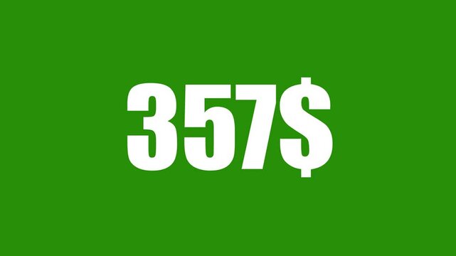 Animated Money Number Counter from 0 to 500 Dollars ,Number, count, dollar counting, business, profit, counter Dollars and digits increasing Counting Numbers from 0 to 500 on a transparent Dollars.