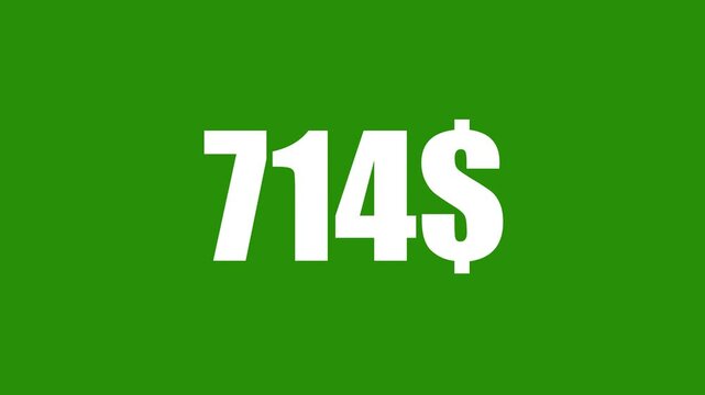 Animated Money Number Counter from 0 to 1000 Dollars ,Number, count, dollar counting, business, profit, counter Dollars and digits increasing Counting Numbers from 0 to 1k on a transparent Dollars.