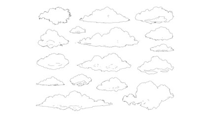 Cloud Line Art Vector - Thin Outline Sky Illustration