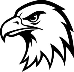 Obraz premium Aggressive eagle icon, vector bird logo side view.
