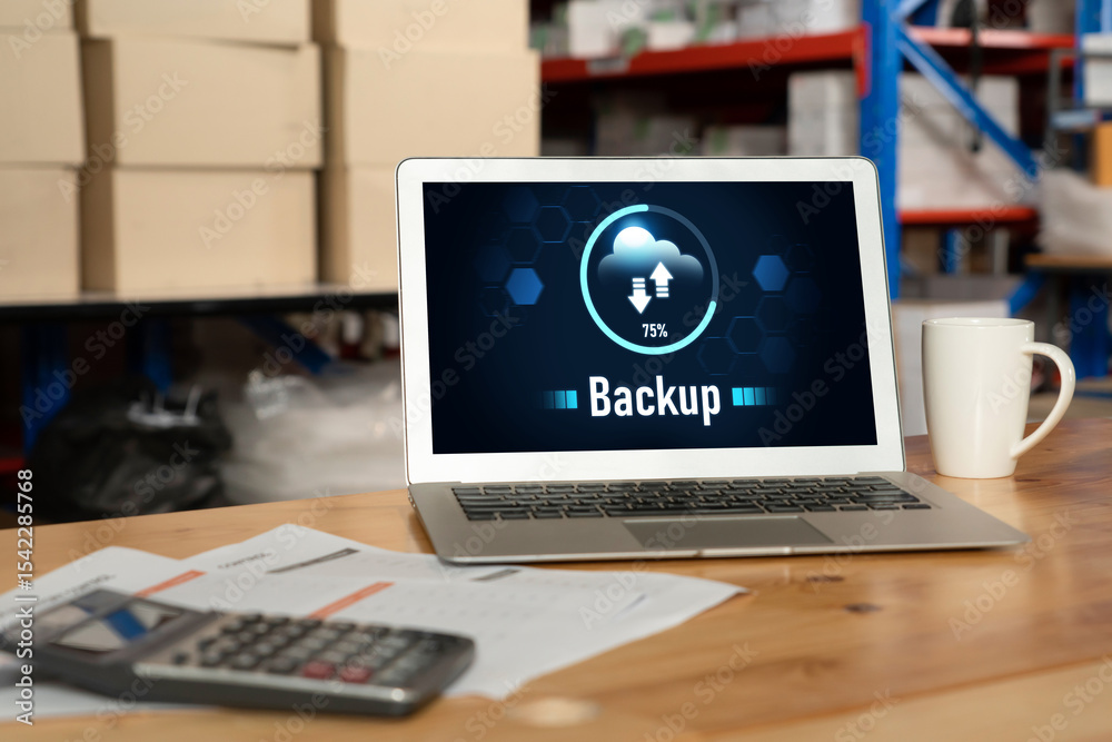 Poster backup storage data internet technology business concept. database storage cloud technology file dat
