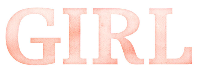 Watercolor 'girl' text on transparent background.