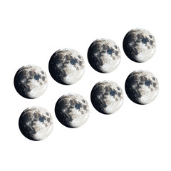 Obraz premium Moon phases panoramic photo collage, Collage of moon phases displayed in a panoramic format, isolated on transparent background