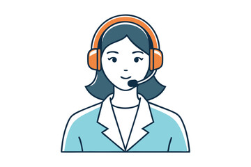 woman call center representative with headset illustration