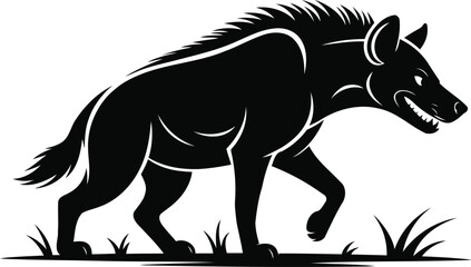 Obraz premium Angry Hyena Silhouette Vector Design, Transparent Background.