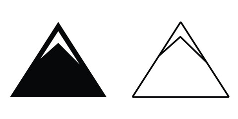 Mountain icon design featuring geometric shapes with contrasting colors and clean lines for modern branding