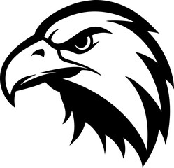 Angry eagle head in profile, vector bird logo black.