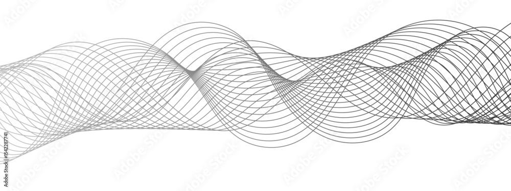 Leinwandbilder Abstract modern background with black and white wavy lines dynamic, symmetrical, and continuous waveform pattern. Smooth flowing effect that resembles oscillating waves or frequency and motion.