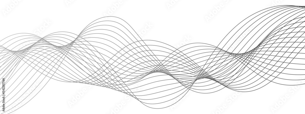 Aufkleber Abstract modern background with black and white wavy lines dynamic, symmetrical, and continuous waveform pattern. Smooth flowing effect that resembles oscillating waves or frequency and motion.