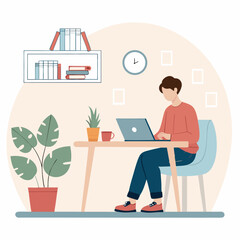 Professional working on laptop in modern home office