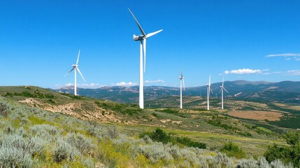 Wind Turbines on a Hillside