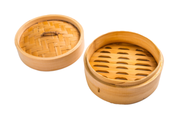 bamboo steamer isolated on white