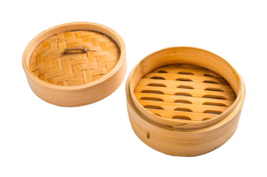 bamboo steamer isolated on white - Powered by Adobe