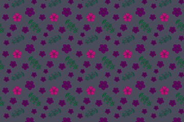 Seamless pink and purple floral pattern on light background.