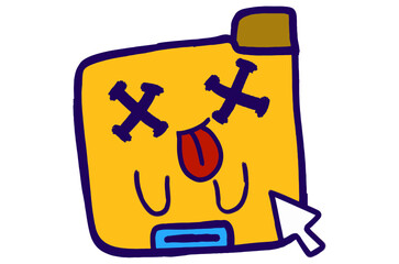 Cute Folder Icon Mascot Stickers With Dead expression