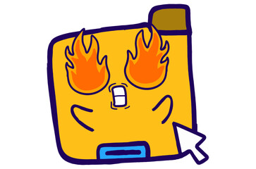 Cute Folder Icon Mascot Stickers With Burning Spirit with Fiery Eyes expression