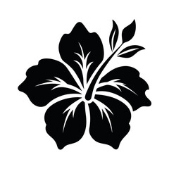 Hibiscus flower silhouette vector icon