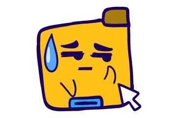 Cute Folder Icon Mascot Stickers With Disappointed Expression
