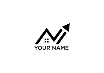 Abstract Growth Chart Integrated with House Shape and Ascending Arrow